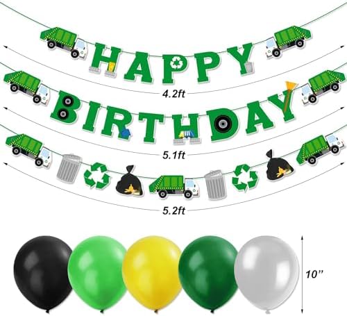 Bessmoso Garbage Truck Birthday Party Decoration Set