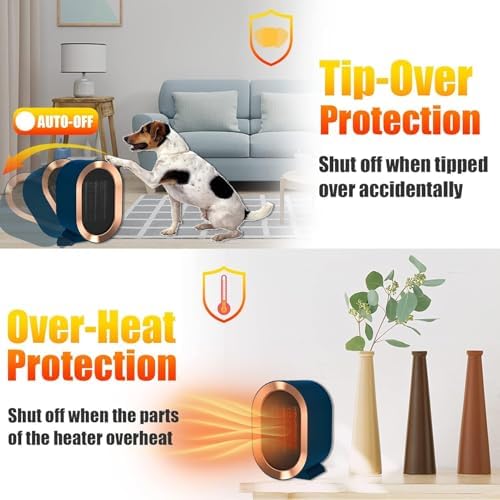 PERLLENT 1200W Ceramic Space Heater with 2 Modes and Safety Features