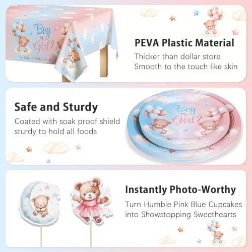 Lopeastar 154Pcs Bear Gender Reveal Decorations Set