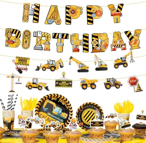 Construction Theme Birthday Party Supplies Kit 194 Pcs
