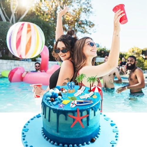 BSRESIN Beach Cake Decorations 15 Piece Set