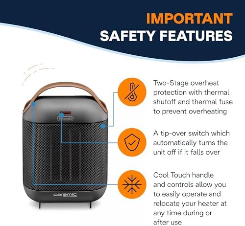 DeLonghi 1500W Electric Space Heater - Compact Stylish