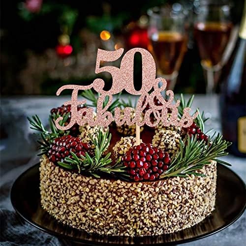 ZHUOWEISM 50th Birthday Cake Topper Rose Gold