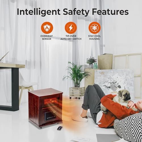 Comfort Zone Wood Cabinet Space Heater with Remote Control