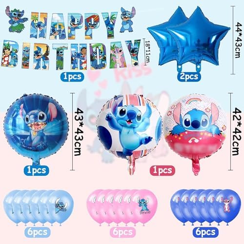 Lilo and Stitch Birthday Decorations 48PCS Party Supplies Set