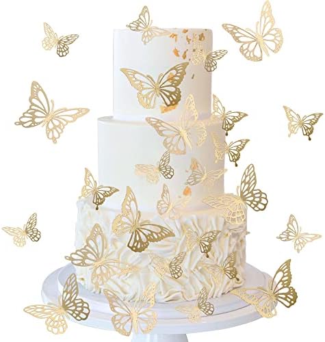 ZHUOWEISM 40PCS 3D Butterfly Cupcake Toppers Non-Edible Party Decorations