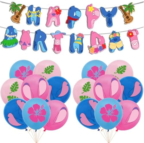 OUSHISS Tropical Luau Party Decorations Banners Balloons Cake Toppers