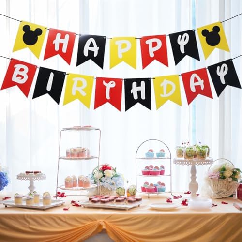 Cartoon Mouse Birthday Banner with Flags