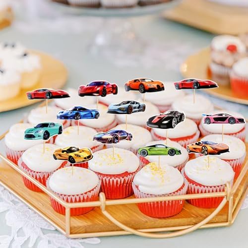 SAMOKA Racing Car Cupcake Toppers 24PCS