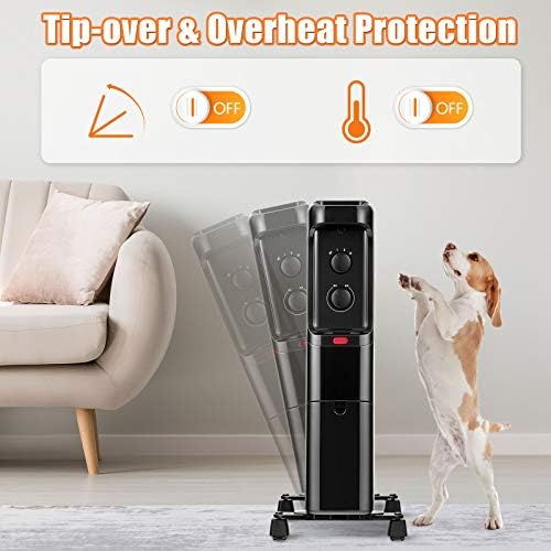 Tangkula 1500W Oil Filled Radiator Heater with 3 Settings