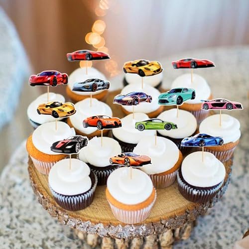 SAMOKA Racing Car Cupcake Toppers 24PCS