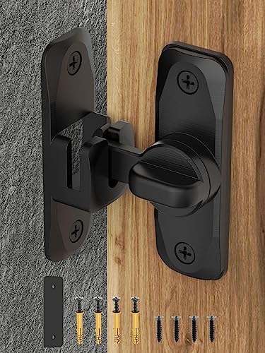 MeBantoo 90180 Degree Flip Barn Door Lock - Black 1PC