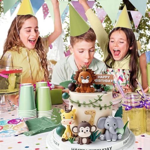Zafena 19Pcs Safari Animal Cake Topper Set