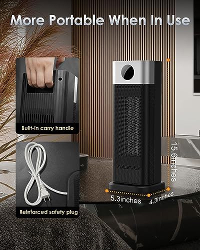 BAPOLE 1500W Electric Space Heater with Remote and 90 Oscillation