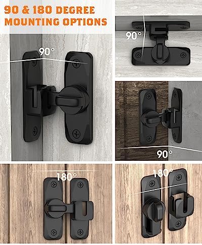 YogePote 90180 Degree Barn Door Lock - 1Pc Black