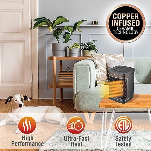 Ontel Copper Core Ceramic Space Heater 1500W Adjustable Thermostat