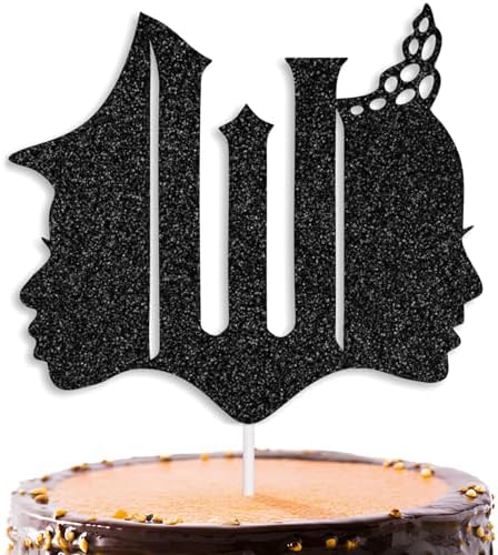 Witch-Themed Cake Topper Glittery Birthday Decor Black
