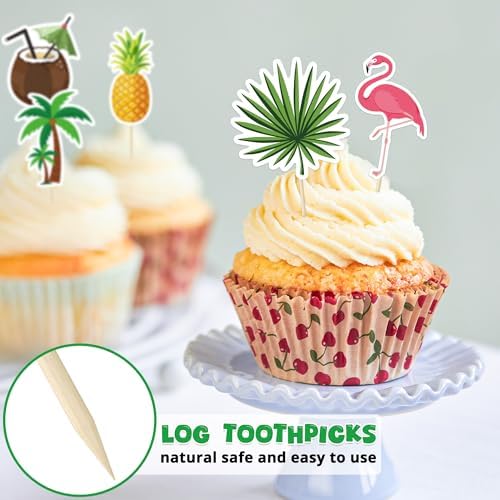 24 Pcs Hawaiian Cupcake Toppers Non-Edible Cake Picks for Summer Parties