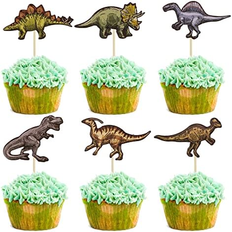 36Pcs Dinosaur Cupcake Toppers for Dino Theme Party