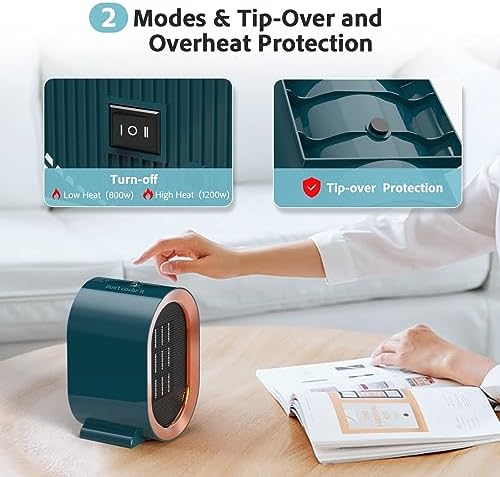 Bubbacare 1200W Electric Space Heater with Thermostat and Quiet Fan