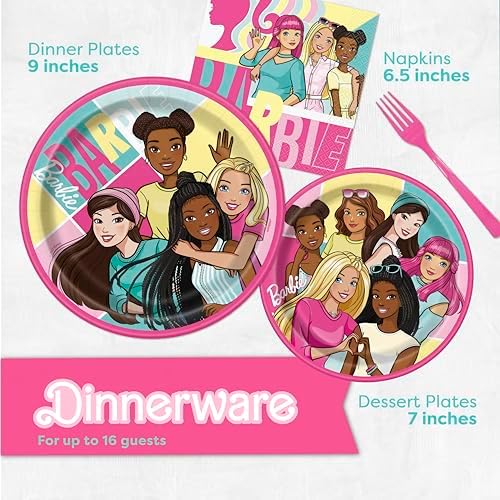 Barbie Birthday Party Decor Tableware Set for 16 Guests