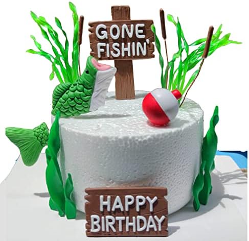 DiDida Fishing Cake Topper Gone Fishing Birthday Set