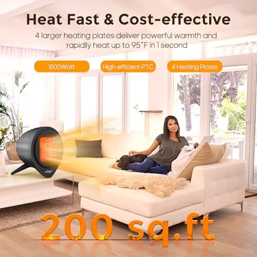 Fraxinus 1500W PTC Ceramic Space Heater with 15H Timer