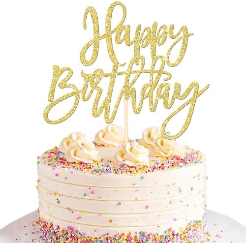 ZHUOWEISM Gold Birthday Anniversary Cake Topper