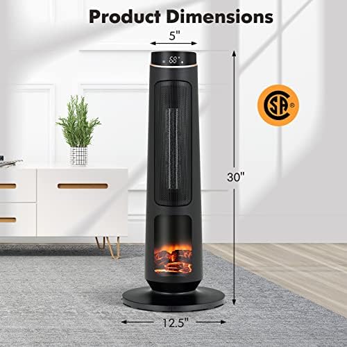PETSITE 30 Electric Space Heater with 3D Flame and Remote Control