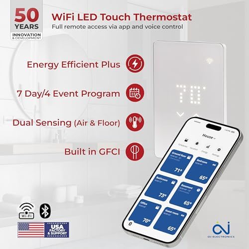 LuxHeat 90sqft Electric Floor Heating System with Touchscreen Thermostat
