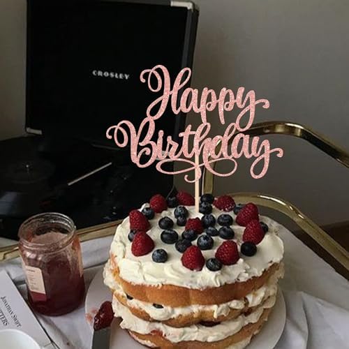 ZHUOWEISM Happy Birthday Cake Toppers Rose Gold