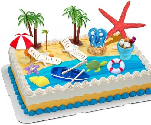 BSRESIN Beach Cake Decorations 15 Piece Set