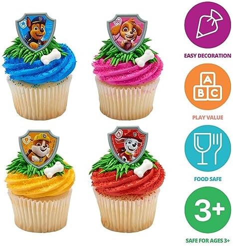 DecoPac Paw Patrol Reporting For Duty Cupcake Rings - 24 Pack