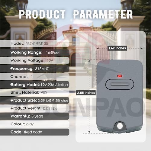 4Pack ASONPAO Mighty Mule Gate Opener Remote with 3-Year Warranty