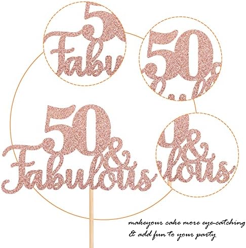 ZHUOWEISM 50th Birthday Cake Topper Rose Gold