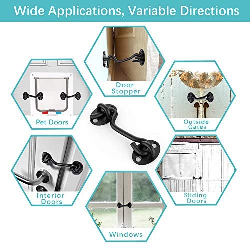 CRANACH 2 Pack 4 Inch Black Barn Door Lock Gate Latch