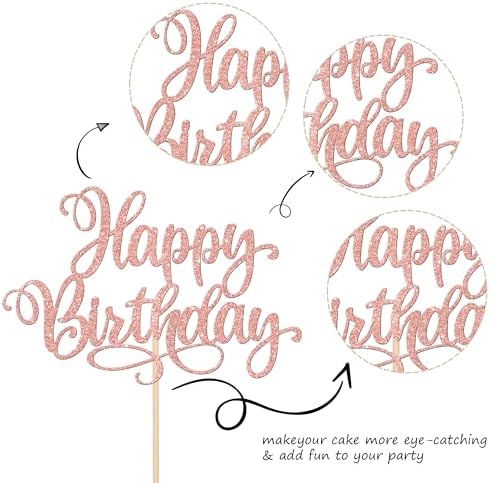 ZHUOWEISM Happy Birthday Cake Toppers Rose Gold