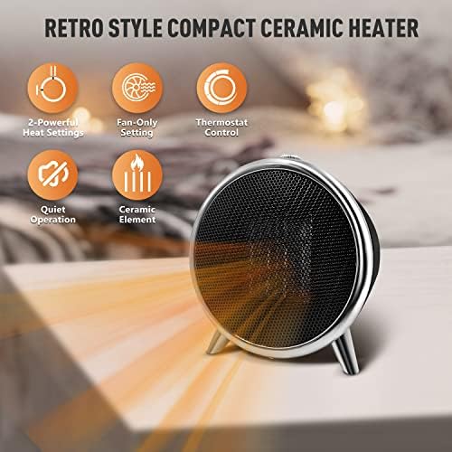 Comfort Zone 1500W Ceramic Space Heater with Thermostat and Safety Features