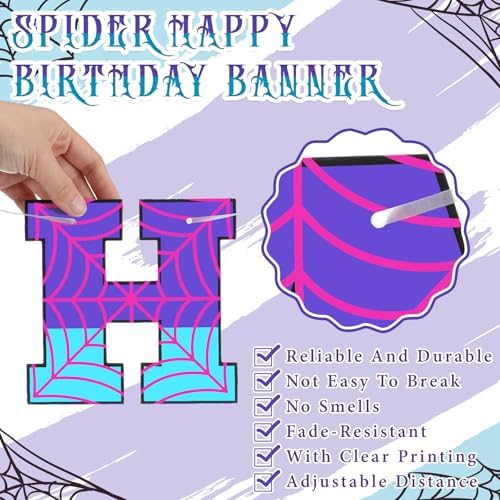 Oudain Purple Spider Birthday Banner Decorations