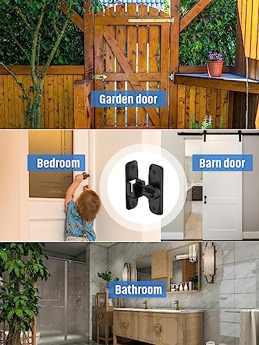 MeBantoo 90180 Degree Flip Barn Door Lock - Black 1PC
