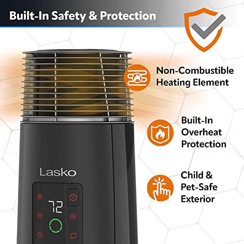 Lasko Oscillating Tower Heater 360-Degree Black 1500W