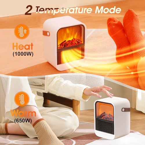 ZJFLNZYC Portable Mini Electric Fireplace Heater with 3D Flames