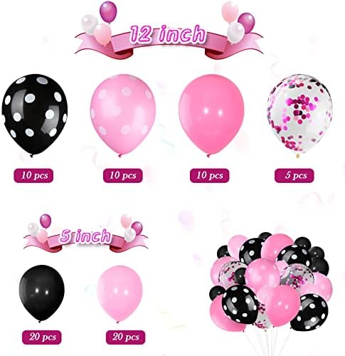 75 Piece Mouse Balloons Party Decor Set Pink Black
