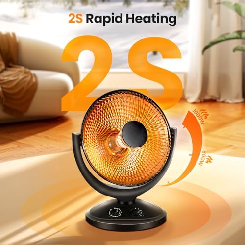 Kismile Oscillating Parabolic Heater with Thermostat and Timer