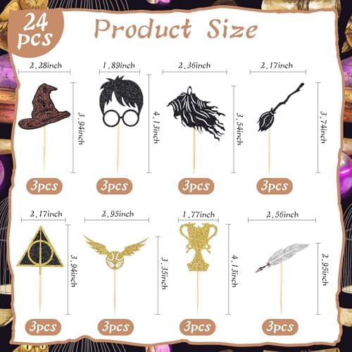 Wootkey 24 Pcs Wizard Cupcake Toppers Party Decorations