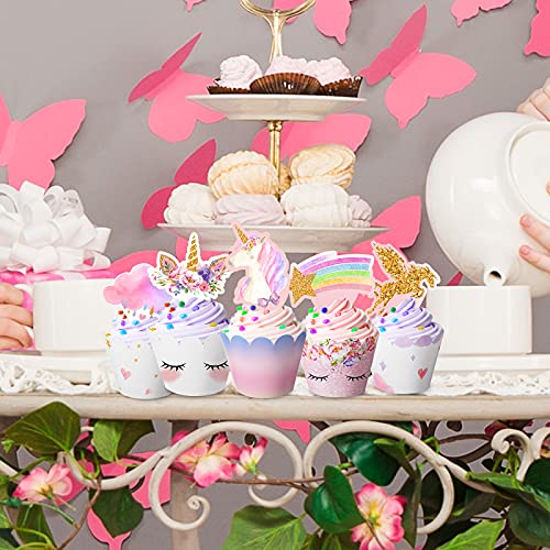 Censen Unicorn Cupcake Toppers and Wrappers