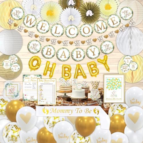 252 Piece Elephant Baby Shower Decor Kit - Gender Neutral