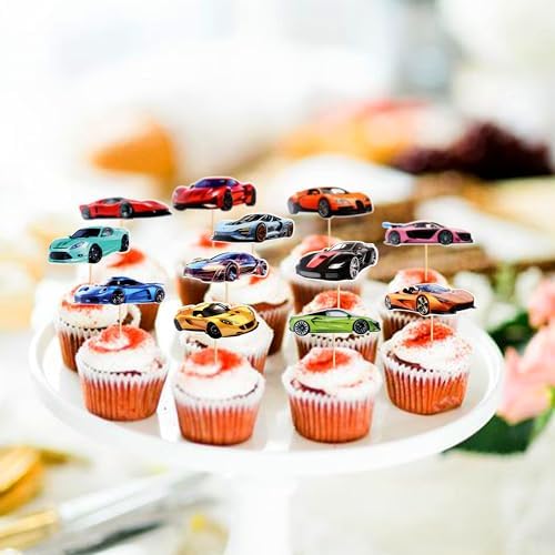 SAMOKA Racing Car Cupcake Toppers 24PCS