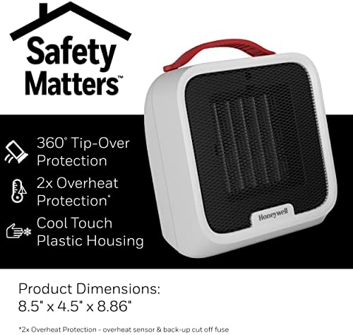Honeywell UberHeat 5 Ceramic Space Heater for Small Rooms White