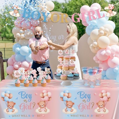 Lopeastar 154Pcs Bear Gender Reveal Decorations Set
